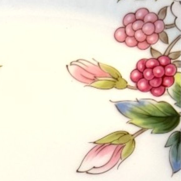 Vtg 1970s ANDREA BY SADEK Cake Plate & Server Porcelain Floral Raspberries - Picture 13 of 15